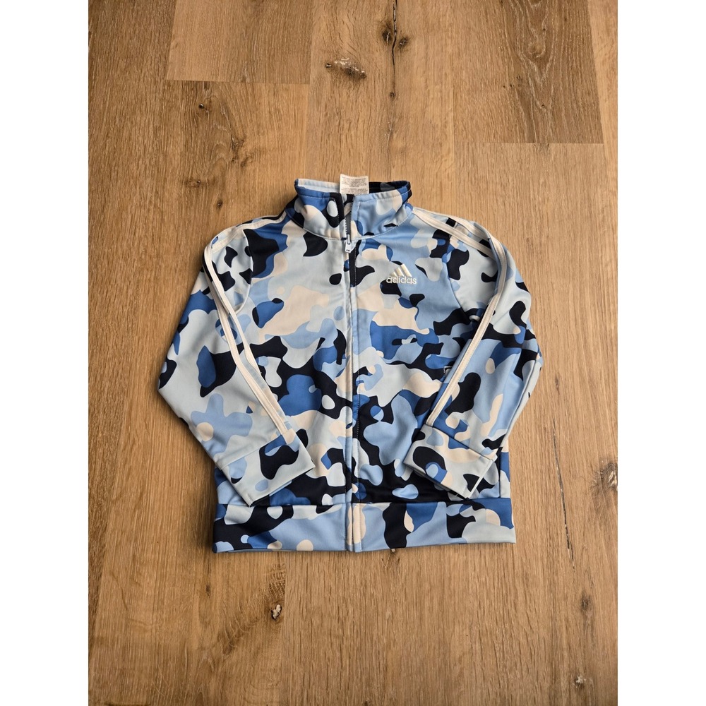 Adidas Toddler Boys Blue Camo Full Zip Track Jacket 24M Camouflage Stripes